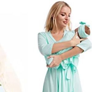 Gala bloomer Nursing robe with matching baby swaddling blanket headband NWT